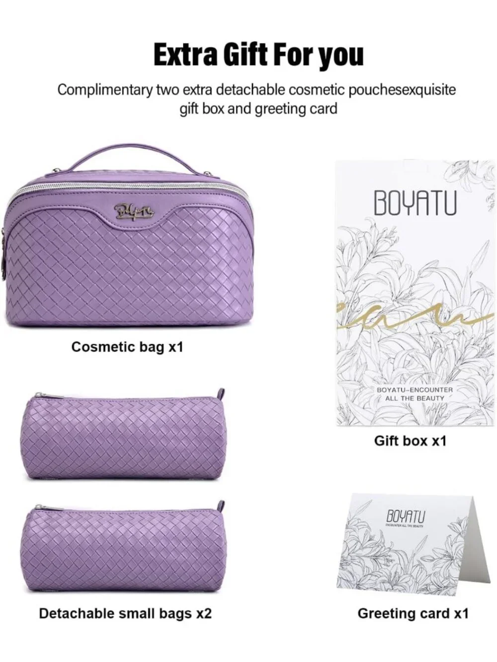 Large Capacity Travel Makeup Bag Set - Waterproof Vegan Leather Cosmetic